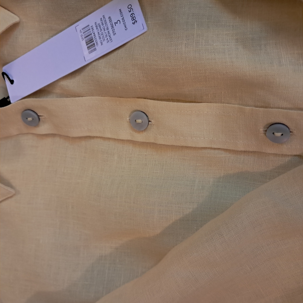 Chico's Yellow Plus Size Women's 100% Linen Button-Up Shirt l Size 3 - Picture 7 of 8